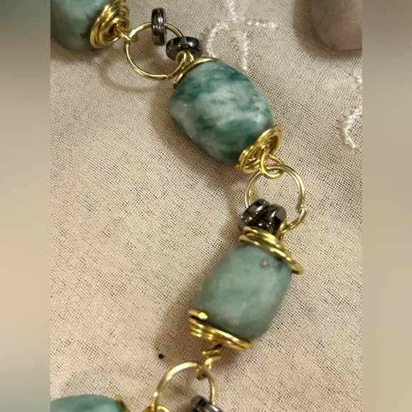 🪨Amazonite bracelet with gold wire works - Picture 2 of 9